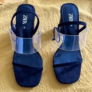 Zara Black Suede Strap Shoe Size 36 /USA 6